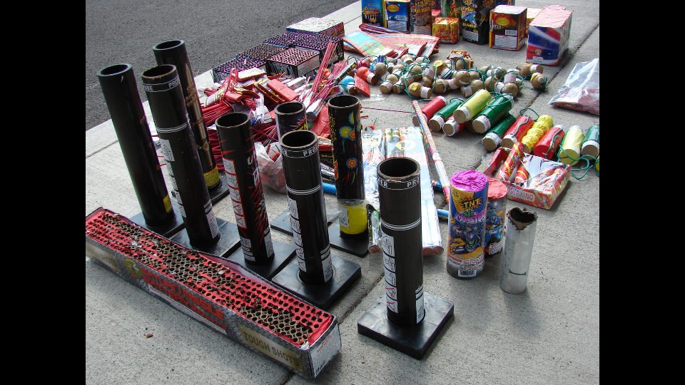Confiscated illegal fireworks in Bend