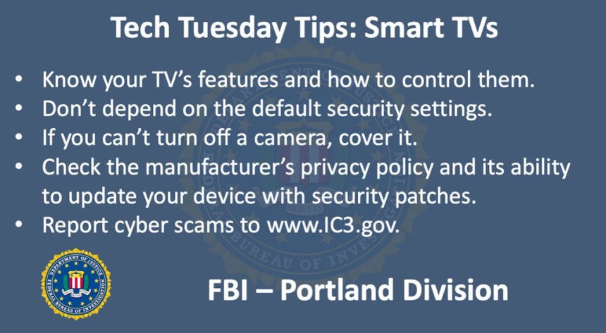 Oregon FBI Tech Tuesday smart TVs