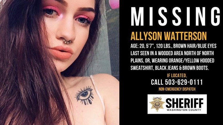 Allyson Watterson missing graphic WCSO KGW