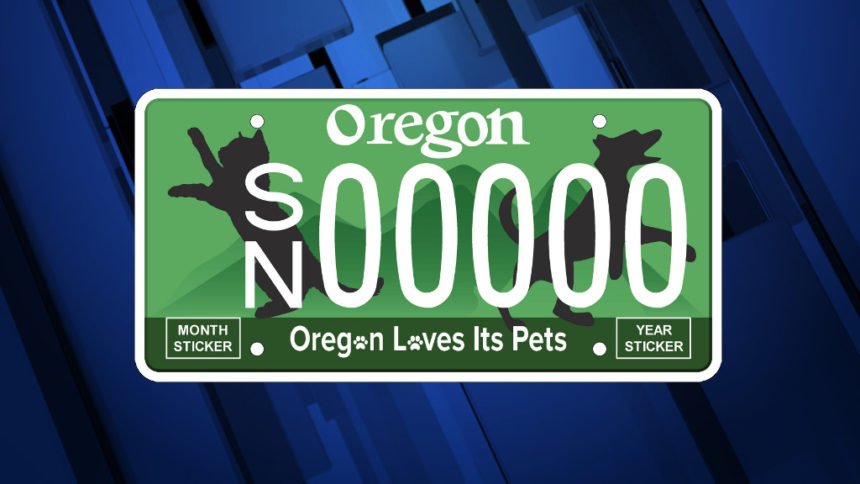 Oregon loves pets license plate