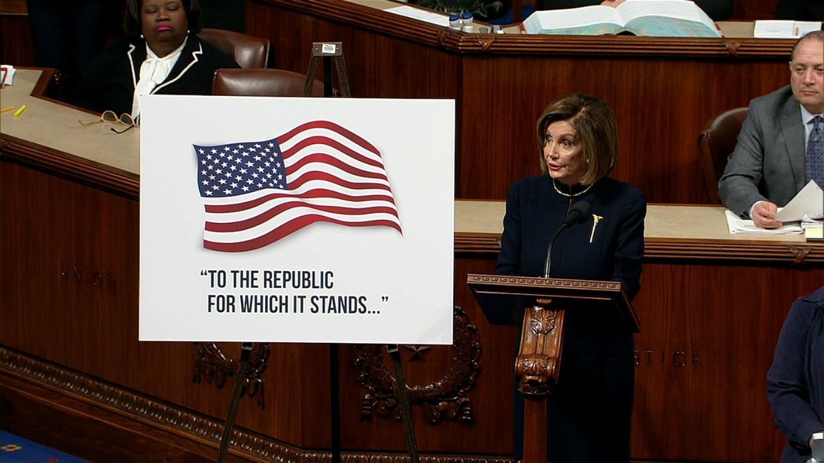 House Speaker Nancy Pelosi rebuked President Trump at the start of the debate on the articles of impeachment, calling him an 