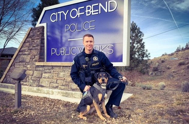 Bend PD Officer Jeff Perkins and K-9 Sassy