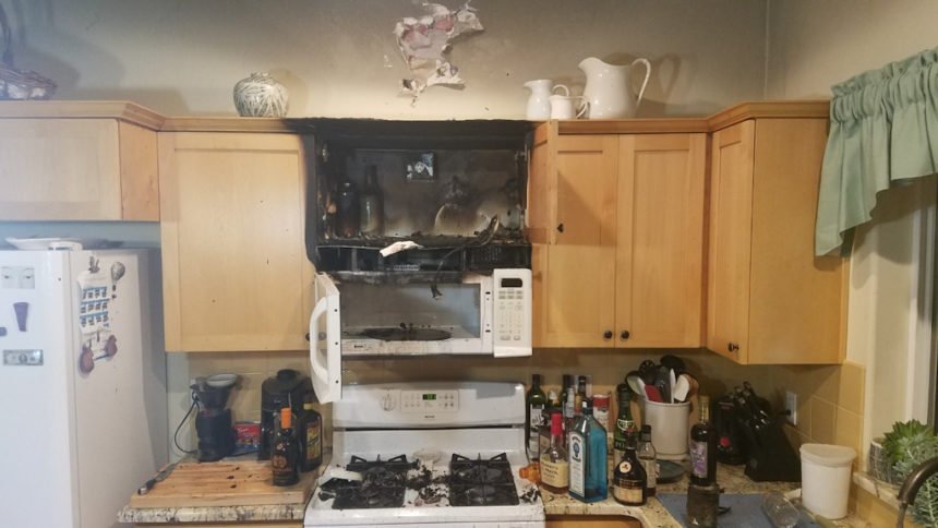 Mariner Drive kitchen microwave fire 1-30