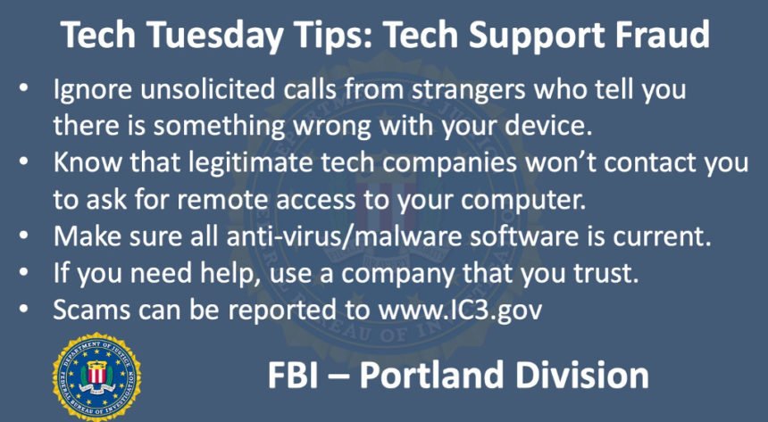 Oregon FBI Tech Tuesday tech support fraud