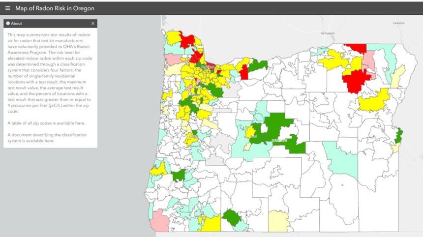 Oregon radon risk map 2019