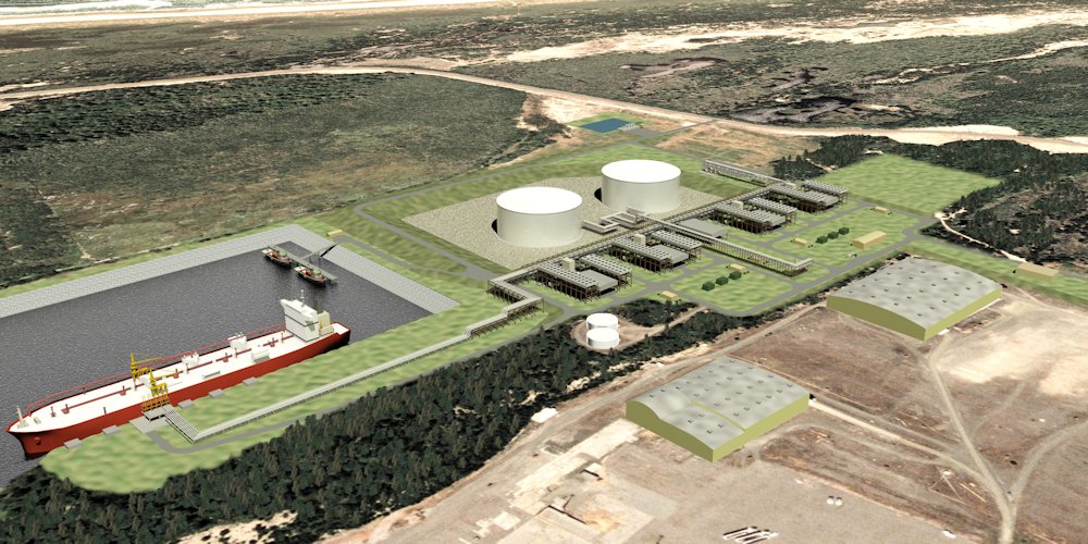 Rendering of proposed Jordan Cove LNG terminal at Coos Bay