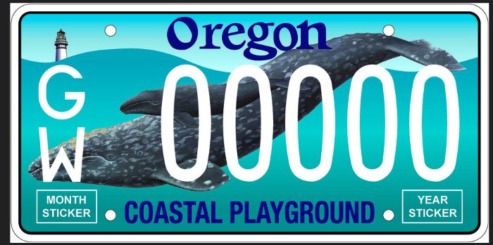 Oregon whale license plate