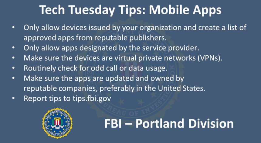 Oregon FBI Tech Tuesday mobile apps