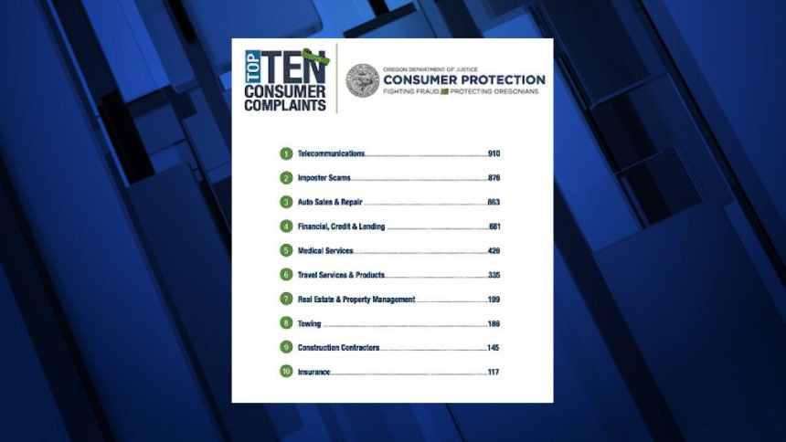 Oregon Top 10 Consumer Complaints