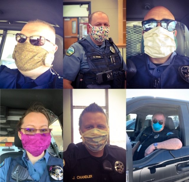 First responders wear masks