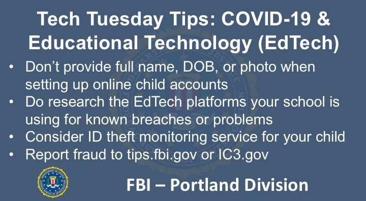 Oregon FBI Tech Tuesday COVID-19 EdTech