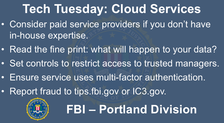 Oregon FBI Tech Tuesday cloud services