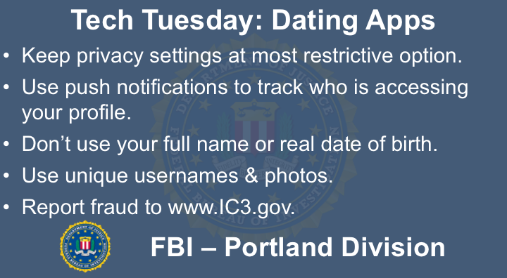 Oregon FBI Tech Tuesday dating apps