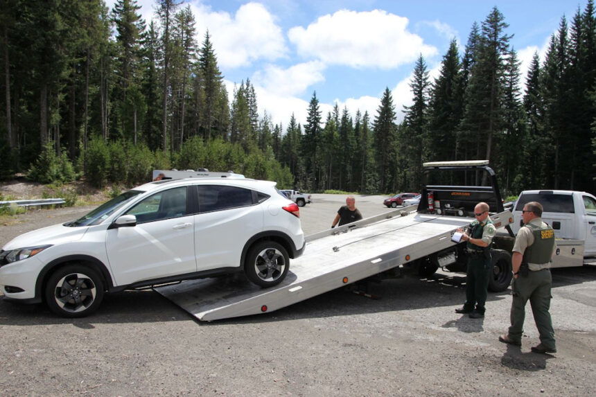 Car towed Mount Hood National Forest