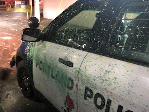 Paint on Portland Police vehicle