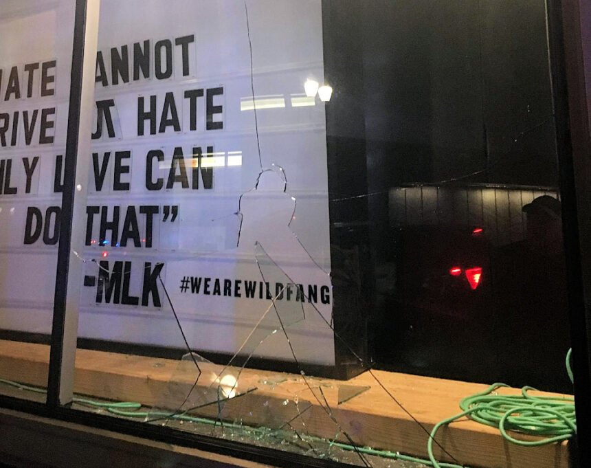 Portland riot broken window 114