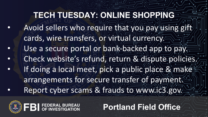 Oregon FBI Tech Tuesday online shopping