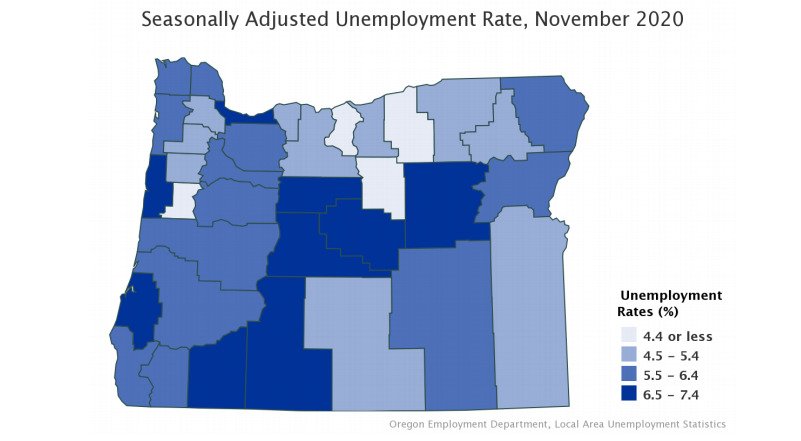 Oregon county unemployment rates 11-20