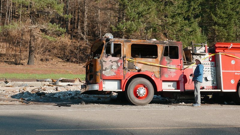 Burned Detroit fire truck OSU