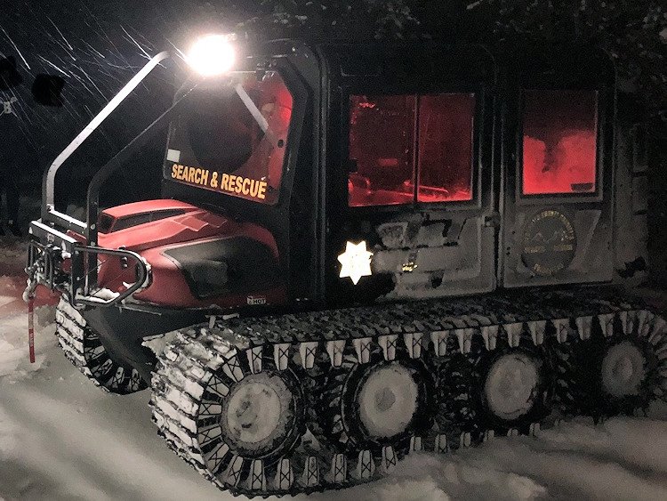 Deschutes County Sheriff's Office Search and Rescue tracked ATV, ARGO, was deployed to reach a stranded driver stuck in the snow