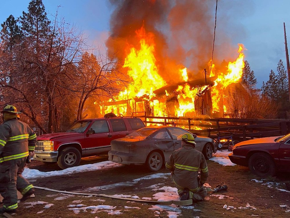 Warm Springs firefighters battle blaze that destroyed home in Sidwalter Flats neighborhood Tuesday evening