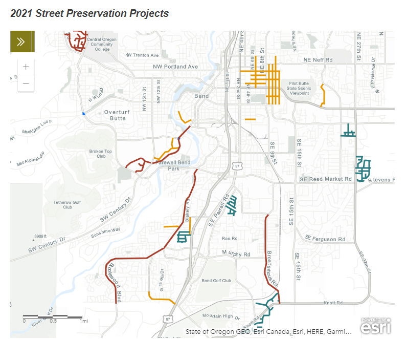 City of Bend has interactive map of this year's street preservation projects (link in article)