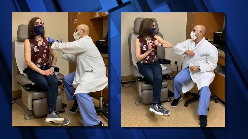 Gov. Kate Brown gets Johnson & Johnson one-dose COVID-19 vaccine on Saturday, then elbow-bumps the practitioner who gave the shot