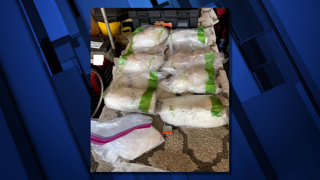 Central Oregon drug agents display seized methamphetamine