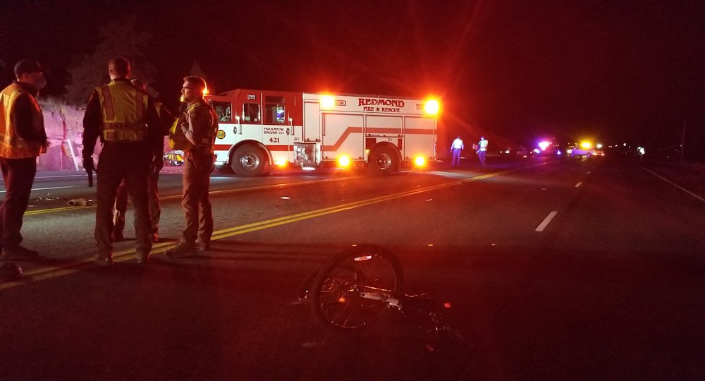 Bike-car collision on Hwy. 97 south of Redmond sent cyclist to hospital with fatal injuries