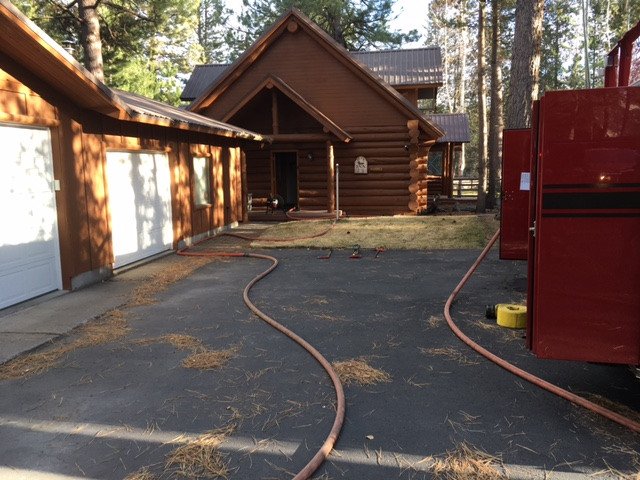 Fire Tuesday evening damaged log home between La Pine and Sunriver