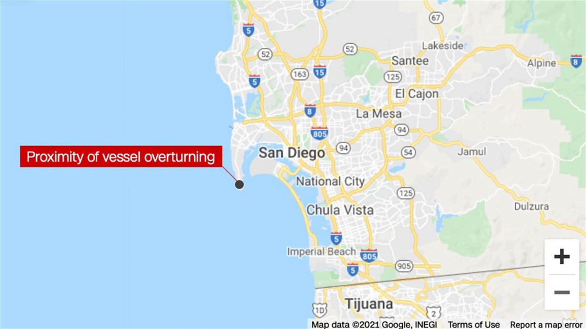 Two people are dead and nearly two dozen people were sent to hospitals after a vessel overturned off the coast of San Diego on Sunday