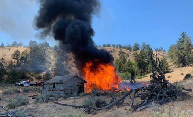 Abandoned structures burned in fire Sunday on Warm Springs Indian Reservation