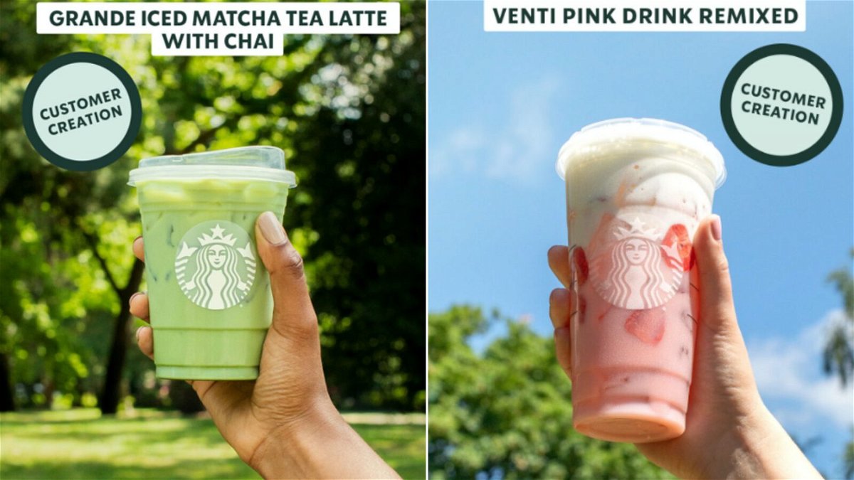 <i>From Starbucks</i><br/>Images provided by Starbucks show how the beverages appear on social media to those participating in the test.