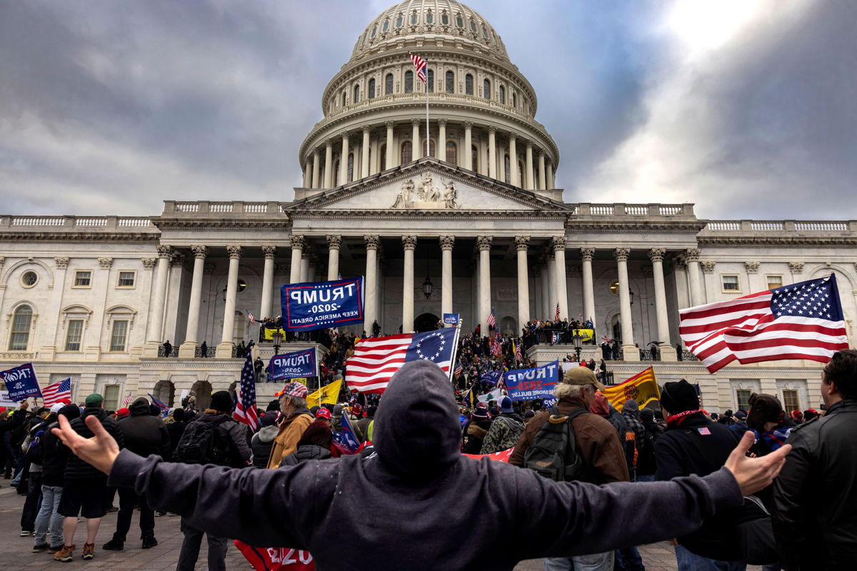 <i>Brent Stirton/Getty Images</i><br/>Pro-Trump protesters gather in front of the Capitol Building on January 6