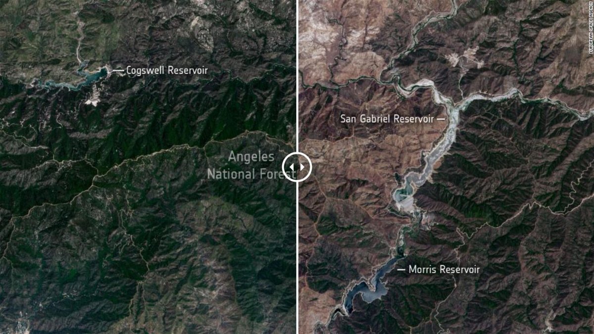 <i>ESA</i><br/>Remarkable satellite images captured a year apart illustrate the severity of the California drought.