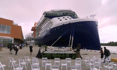 The Celebrity Edge cruise ship is docked at Port Everglades in Fort Lauderdale