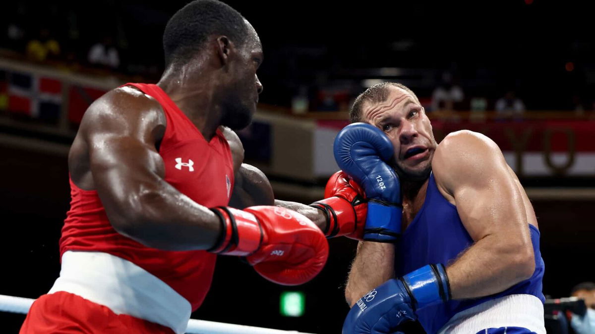 Troy Isley of Team USA faces Vitali Bandarenka of Belarus