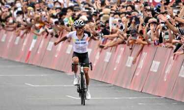 Winner Richard Carapaz of Ecuador finishes jubilant at Fuji Speedway