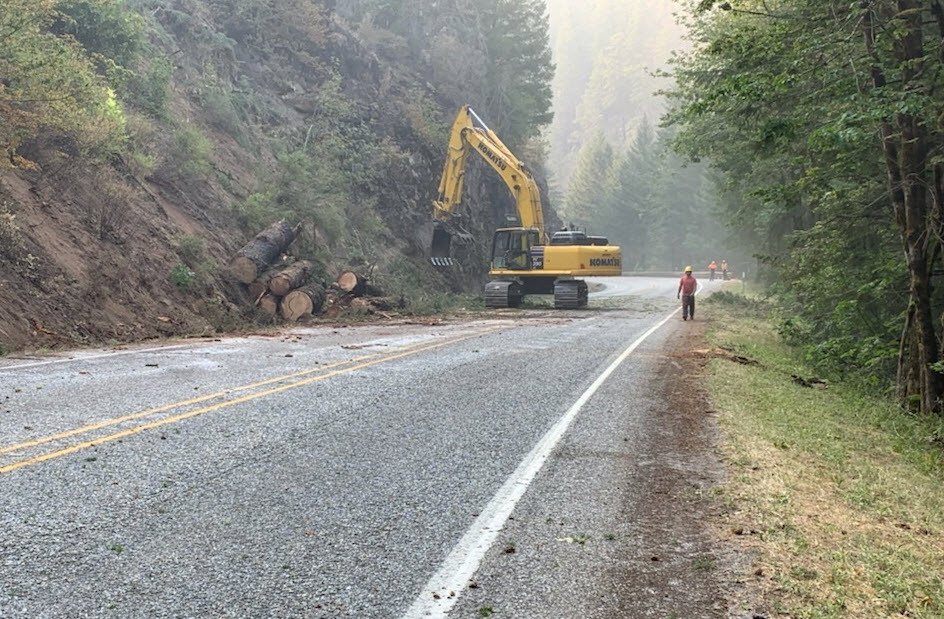 ODOT crews have been working to clear Highway 138E after wildfire closed it