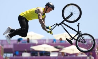 Logan Martin competes in the men's BMX freestyle final