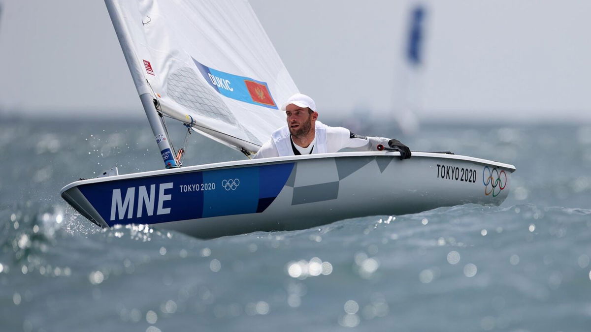 Milivoj Dukic of Team Montenegro competes in the Men's Laser class