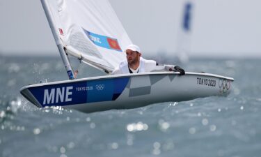 Milivoj Dukic of Team Montenegro competes in the Men's Laser class