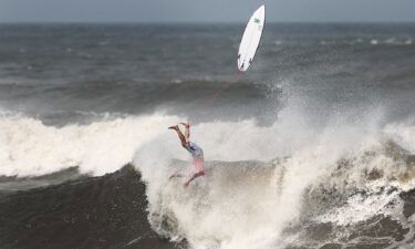 Surfers wipe out at the 2020 Tokyo Olympic Games