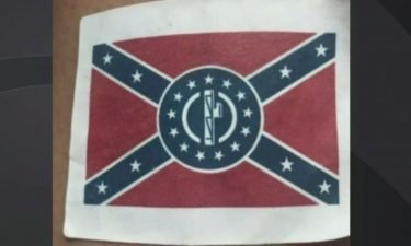 A sticker from the white supremacy group Patriot Front that was posted on cars at an outdoor market event hosted by Merrimack Valley Black & Brown Voices Inc.