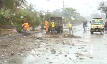 This image shows aftermath of tropical storm Elsa in the Dominican Republic.