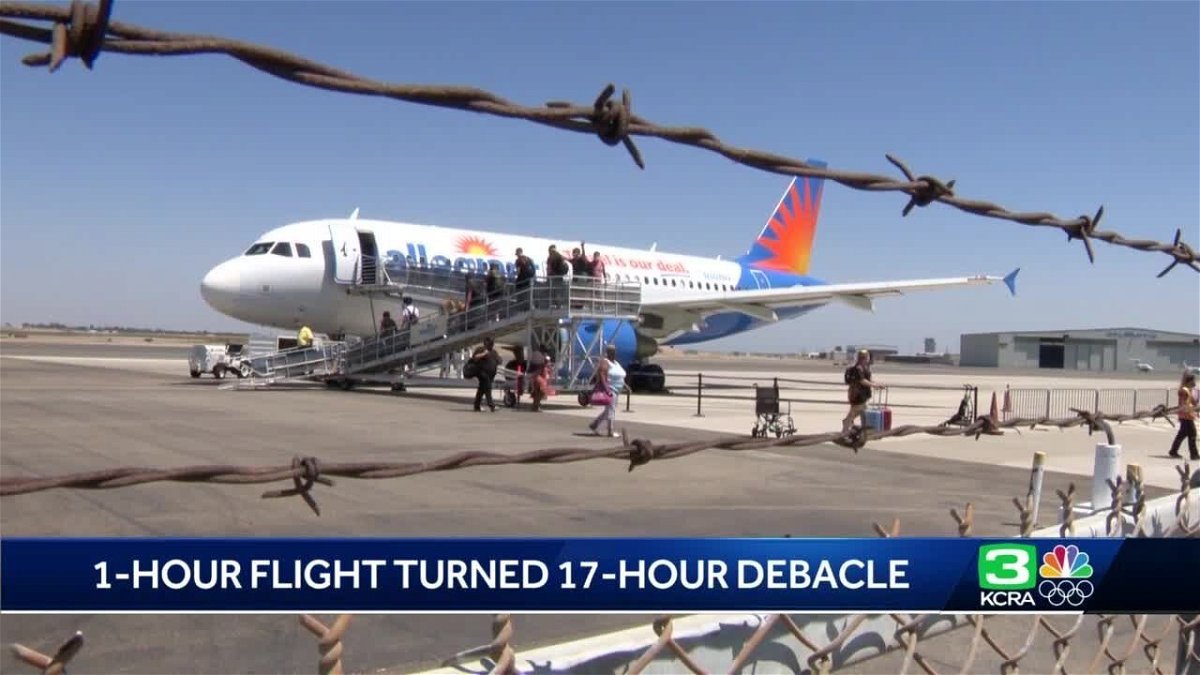 <i>KCRA</i><br/>What was supposed to be an hour-long Allegiant Air flight from Las Vegas to Stockton turned into a 17-hour ordeal for dozens of passengers.