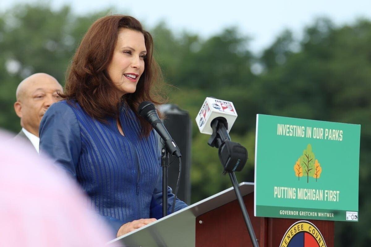 <i>Gov Gretchen Whitmer's Office</i><br/>Gov. Gretchen Whitmer announced plans to create a new state park in Flint using federal funds from President Joe Biden's American Recovery Plan.