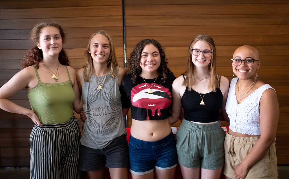 Work Health Love award recipients at their award ceremony earlier this week. From left to right:  Elsa Bell (16), Amelia Hartman-Warr (17), Kira Yun (17), Ella Wagner (17), Campbell Dixon (17)