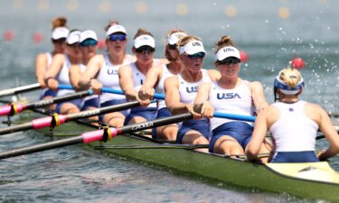 United States compete during the Women's Eight Heat 2