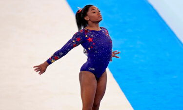 Simone Biles competes on floor